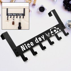 8536-heavy-duty-carbon-steel-cartoon-nice-day-over-door-hook-hanger-rack-towel-hanger-removable-door-hook-coat-scarf-cloths-hanger-1-pc-6-hook