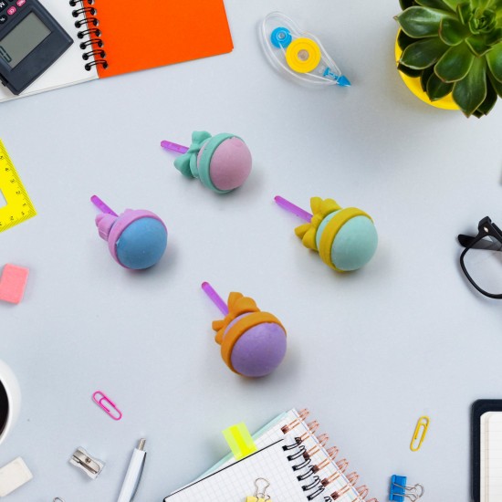 cone-donut-lolipop-ice-cream-eraser-for-girls-boys-eraser-for-school-bday-return-gift-party-doughnut-lollipop-ice-cream-theme-shape-erasers-pencils-set-for-kids-educational-stationary-kit-school-supplies-1-set-4-pc
