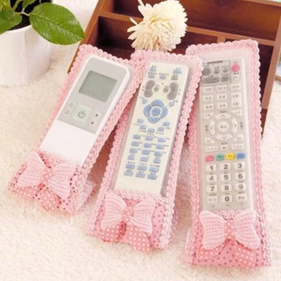 7638-3pc-remote-cover-with-bow-knot-for-tv-air-conditioner-d2h-dth-remote-control-dust-cover
