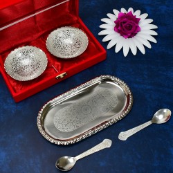 2947a-silver-plated-2-bowl-2-spoon-tray-set-brass-with-red-velvet-gift-box-serving-dry-fruits-desserts-gift