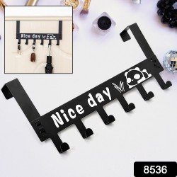 8536-heavy-duty-carbon-steel-cartoon-nice-day-over-door-hook-hanger-rack-towel-hanger-removable-door-hook-coat-scarf-cloths-hanger-1-pc-6-hook