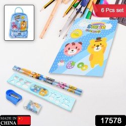 17578-stationery-kit-for-kids-stationery-set-includes-wooden-pencil-sharpener-pencil-and-eraser-set-birthday-return-gift-for-kids-boys-girls-2-pencil-1-scale-1-notebook-1-sharpener-1-eraser-with-zip-bag-6-pcs-set