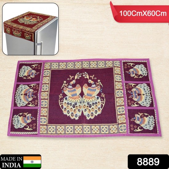 cotton-fridge-top-cover-peacock-design cotton-fridge-top-cover-peacock-design