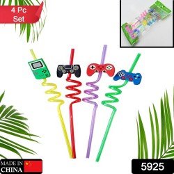 5925-reusable-straws-are-perfect-for-kids-summer-parties-plastic-straws-reusable-drinking-straws-with-cartoon-decoration-for-kids-birthday-party-favors-or-other-summer-celebration-4-pc-set