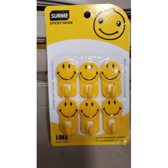 604-plastic-self-adhesive-smiley-face-hooks-1-kg-load-capacity-6pcs 604-plastic-self-adhesive-smiley-face-hooks-1-kg-load-capacity-6pcs