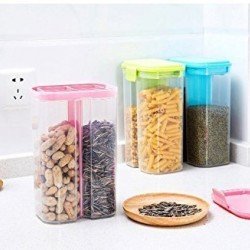 2146-plastic-2-sections-air-tight-transparent-food-grain-cereal-storage-container-2-ltr