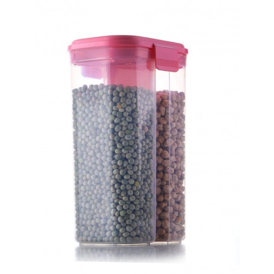 2146-plastic-2-sections-air-tight-transparent-food-grain-cereal-storage-container-2-ltr