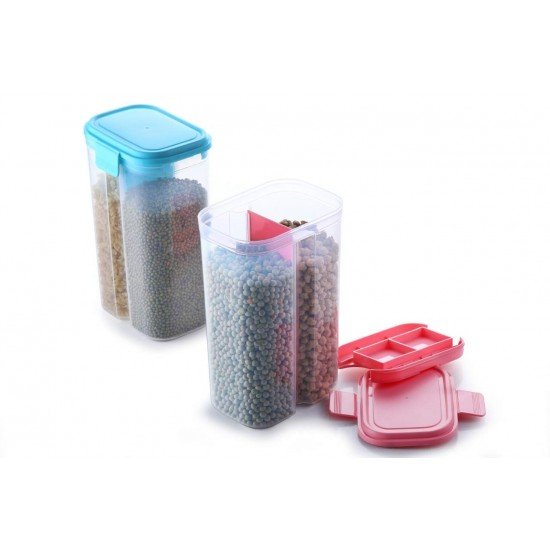2147-plastic-2-sections-air-tight-transparent-food-grain-cereal-storage-container-2-ltr