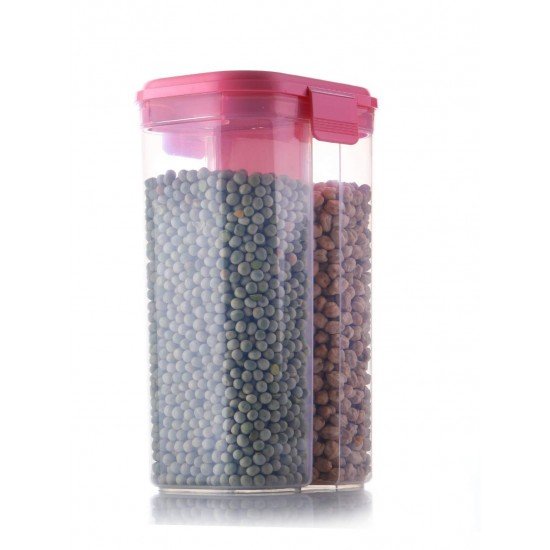 2147-plastic-2-sections-air-tight-transparent-food-grain-cereal-storage-container-2-ltr