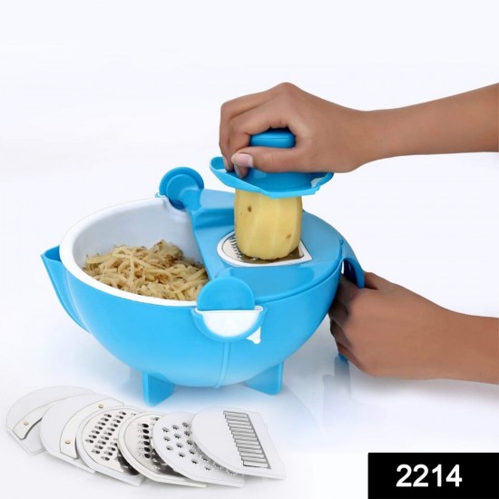 2214-multifunctional-vegetable-fruits-cutter-shredder-with-rotating-drain-basket