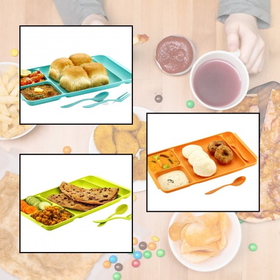2037-4compartment-dish-with-spoon-and-fork2-dish-set-with-1spoon-and-1fork-dinner-plate-plastic-compartment-plate-pav-bhaji-plate-4-compartments-divided-plastic-food-plate