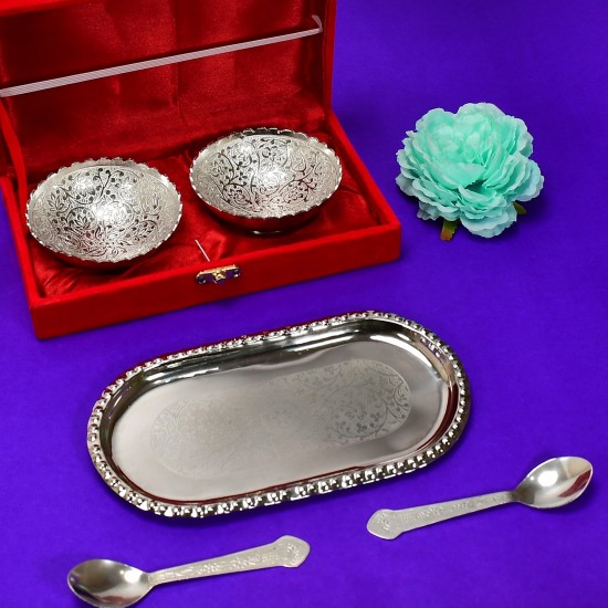 2947a-silver-plated-2-bowl-2-spoon-tray-set-brass-with-red-velvet-gift-box-serving-dry-fruits-desserts-gift