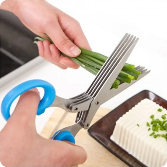 1651-multifunction-vegetable-stainless-steel-herbs-scissor-with-5-blades